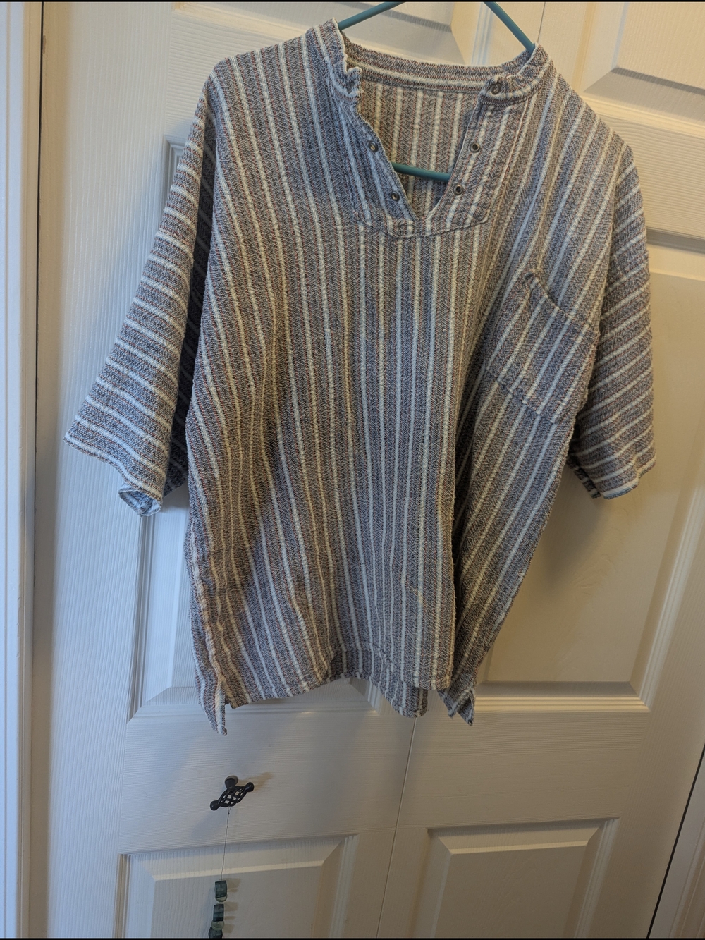 Women's Striped Short-Sleeve Pullover Shirt - Blue/Gray